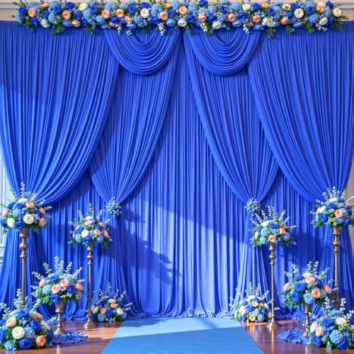 20ft x 10ft Wrinkle Free Royal Blue Wedding Backdrop Curtains for Party Bridal Shower Reception Decorations Royal Blue Fabric Curtain Backdrops Drapes for Photography Baby Shower Birthday Background - Image 3
