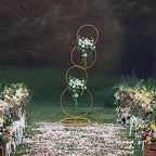 5.02Ft High Wedding Round Hoop Backdrop Stand, Detachable 4 Tier Gold Metal Wedding Arch for Photo Booth Background, Aisle Decor, Stage Display, Party, Birthday (US Stock) (Gold) by TouSuaRSi