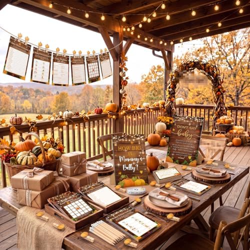 Funnymoom 426 Pcs Fall Pumpkin Baby Shower Games Set, 8 Games Activities - Image 6