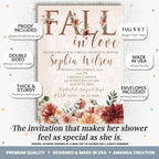Amanda Creation Fall in Love Bridal Shower Invitations, 30 Personalized 5x7 Rustic Autumn Floral Cards with Envelopes - Image 2