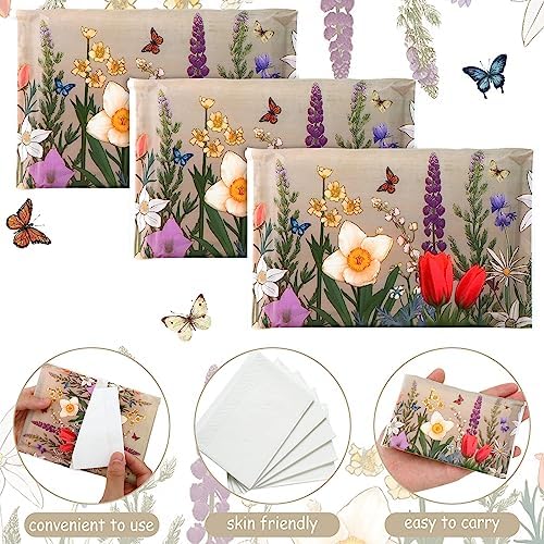 PerKoop 100 Pack Travel Tissues Pocket Size, 3 Ply, Retro Flower - Image 3