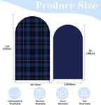 Set of 2 Tartan Plaid Arch Backdrop Cover Tartan Tiles Spandex Stretchy Arch Cover for Bear Birthday Party Boys Baby Shower Banquet Decoration (6FT 7.2FT,Blue) - Image 3