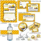 Amanda Creation Baby Under Construction Baby Shower Bundle, Party Supplies for 20 with Invitations, Games, Favor Stickers, Candy & Water Bottle Labels - Image 2