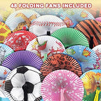 ArtCreativity 10 Inch Handheld Foldable Paper Fans for Kids, 48 Bulk Pack - Image 2