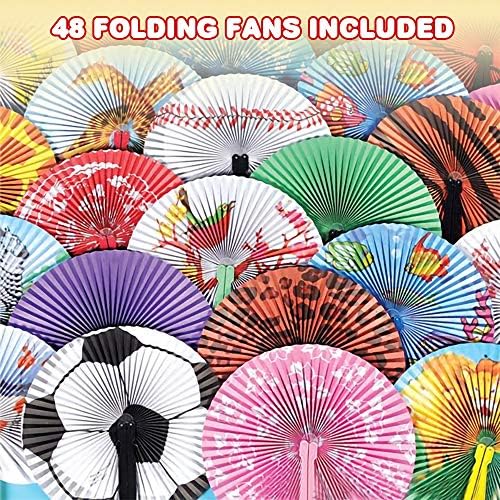 ArtCreativity 10 Inch Handheld Foldable Paper Fans for Kids, 48 Bulk Pack - Image 2