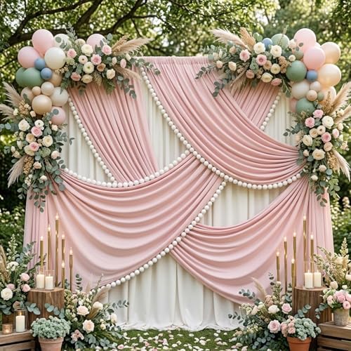 Dusty Pink Backdrop Curtains for Parties, 10 x 12 FT Wrinkle-Free Fabric Photo Backdrop, 2 Panels 5 x 12 FT Long Drapes for Wedding, Baby Shower, Birthday and Photo Booth Decor - Image 7