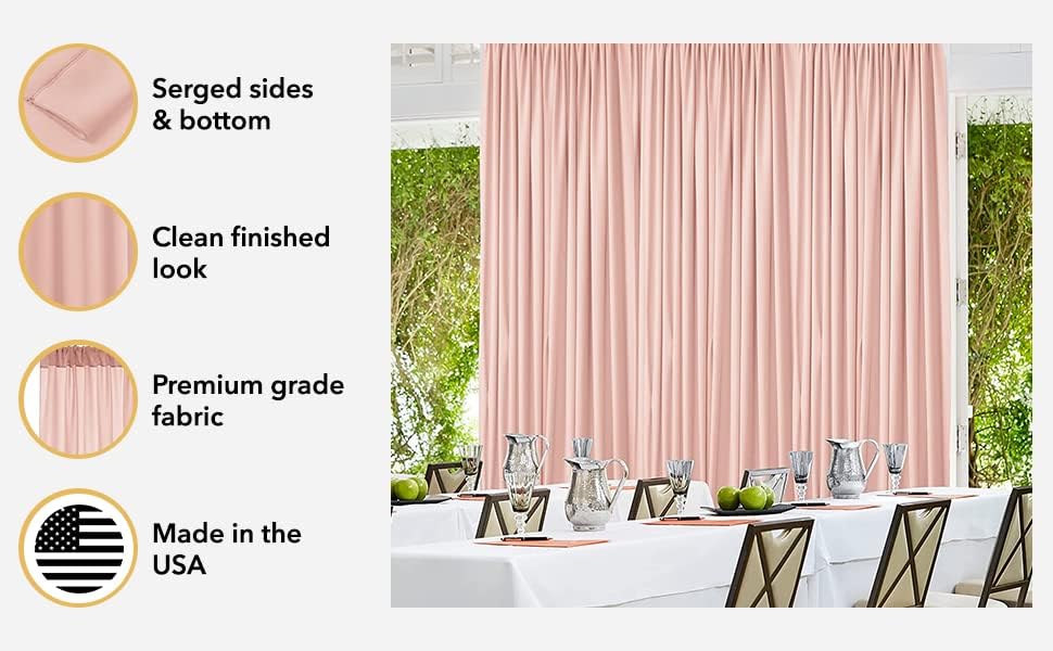 AK TRADING CO. 10 feet x 8 feet IFR Polyester Backdrop Drapes Curtains Panels with Rod Pockets - Wedding Ceremony Party Home Window Decorations - Valley Green - Image 6