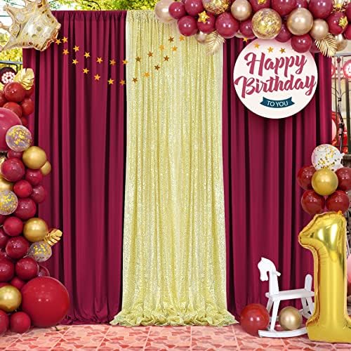 30ft×10ft Wrinkle Free Burgundy Backdrop Curtain for Wedding Party, 6 Panels 5×10ft Soft Silky Polyester Wine Red Photo Backdrop Drapes for Birthday Parties Baby Shower Mother's Day Photography - Image 6