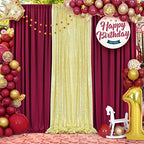 20ft×8ft Wrinkle Free Burgundy Backdrop Curtain for Parties, 4 Panels 5×8ft Soft Silky Polyester Wine Red Photo Backdrop Drapes for Wedding Birthday Christmas Photography Back Drop Cloth - Image 6