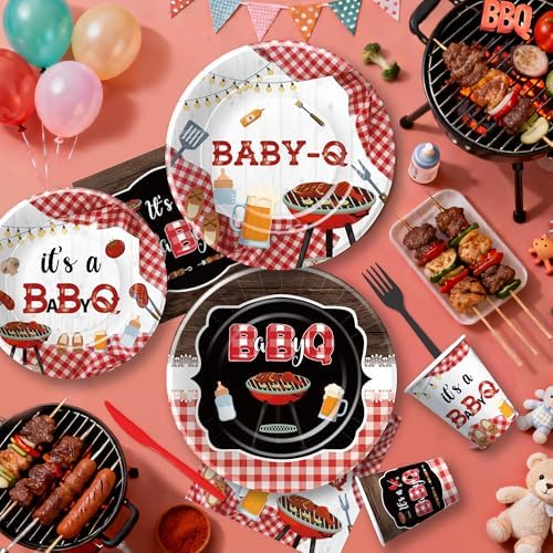 Baby Q Baby Shower Decorations, Red Gingham BBQ Baby Shower Supplies - Image 5