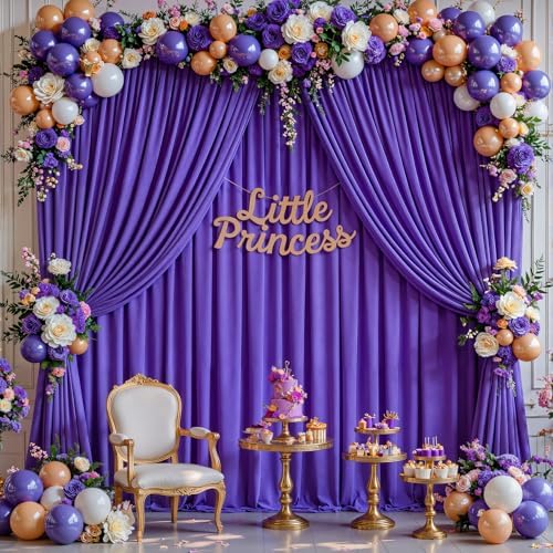 10x12ft Purple Backdrop Curtain Panels for Parties - Wrinkle Free Polyester Photo Curtain Backdrop Wedding Back Drop Fabric Drapes for Party Decorations Background for Photography - Image 6