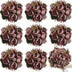 8 Pack Faux Peony Bulk - Dusty Mauve by TOBILU