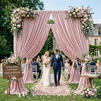 20ftx10ft Dusty Pink Backdrop Curtain for Wedding Parties, Wrinkle Free Silky Polyester 4 Panels Draping Fabric Photo Backdrop Drapery Back Drop Cloth for Birthday Photography Background Photoshoot - Image 7