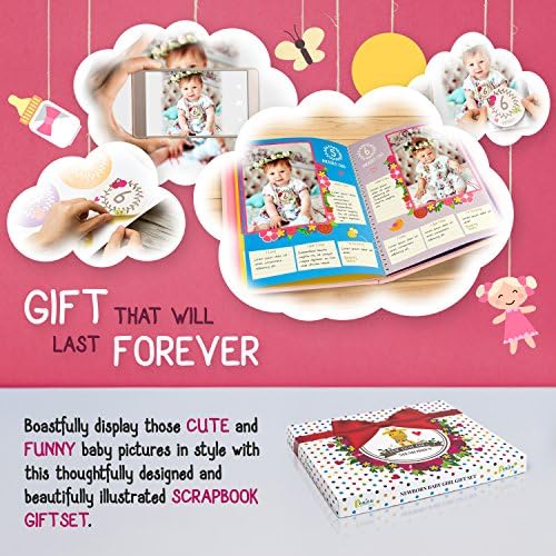 Ronica Baby Girl Gift Set with Baby Memory Book and Monthly Stickers, Modern Photo Journal, Keepsake Album for Girls, First 5 Years, Shower Gift Idea for Mom, Dad Or Grandparents - Image 2