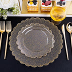 LIYH 60 Pcs Gold Glitter Plastic Scalloped Plates for Wedding & Party - Image 6