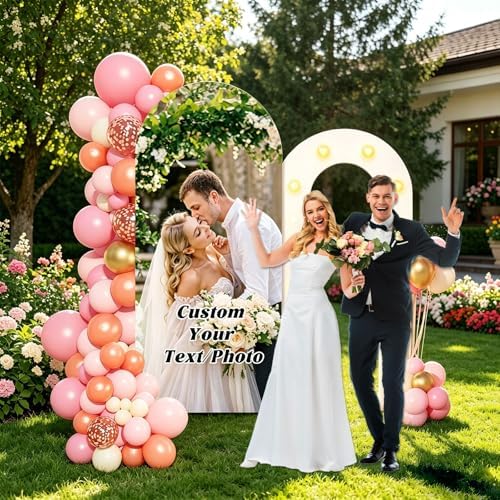Custom 6FT Foam Board Backdrop for Parties, 6.6FT Personalized Foam Arch Backdrop Board with Text Photo, Customized Ceremony for Wedding Birthday Graduation Christmas Decor - Image 2