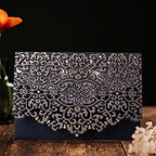 FOMTOR 50-Pack Blue Laser Cut Wedding Invitation Cards Set w/Envelopes & Inserts & Seals – for Wedding, Bridal Shower, Graduation, Birthday Party, Engagement, Anniversary - Image 3