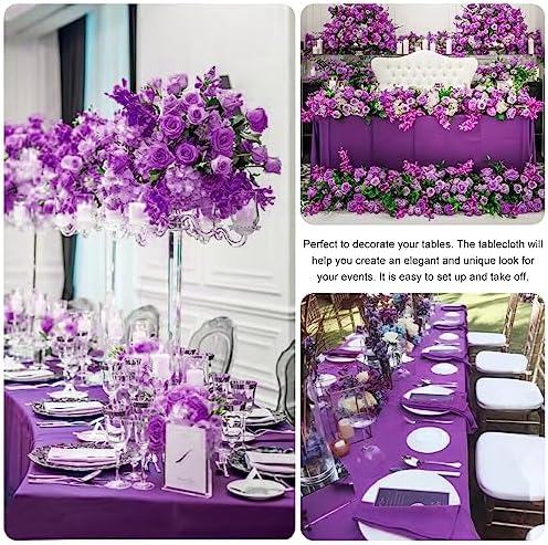 4 Pack Rectangle Tablecloth 90x132Inch Purple Rectangle Tables Washable Polyester Table Cover for Wedding Dining Table Buffet Parties Banquet Decoration（Purple） - Image 5