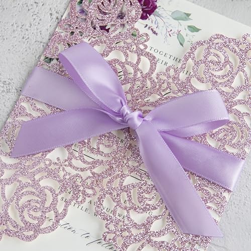 PONATIA 25 Pack Laser Cut Invitations Cards with Envelopes - Image 5