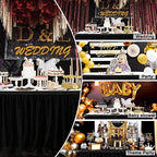 108in Black Tulle Table Skirts for Rectangle Tables 4/6/8ft, 2-Layer Gold Grim Ruffle Tulle Tutu Cloth Table Skirt 9ft Long Decor Birthday Party Wedding Graduation Cake Dessert(No Table Cover) - Image 7