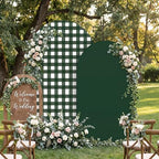 Tegeme 2 Set Gingham Arch Backdrop Cover 7.2ft 6.6ft Arch Cover, Dark Green - Image 6