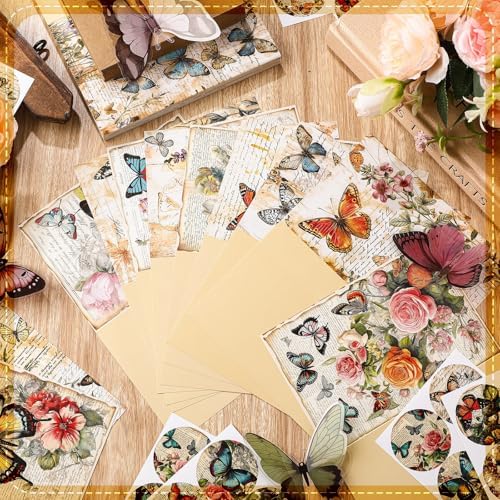 Motiskyy 72 Pack Vinatge Butterfly Greeting Cards Bulk with 72 Pcs Retro Rustic Farmhouse Envelopes 72 Pcs Stickers, 4 x 6 Inch Vinatge Blank Inside Postcards Bulk for Baby Shower DIY Card Paper Gift - Image 3