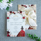 20 PCS 5.12x7.2 Butterfly Personalized Quinceanera Invitation, Customized XV Anos Laser Cut Invitation Cards with Envelopes (20 PCS Light Gold Personalized) by FEIYI