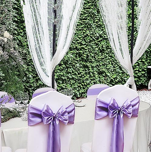 50 Pack Satin Lavender Chair Sashes for Wedding Birthday Graduation Baby Shower Party Hotel Meeting Decorations, Lavender Chair Bows for Banquet Chairs Folding Chairs Decor - Image 2
