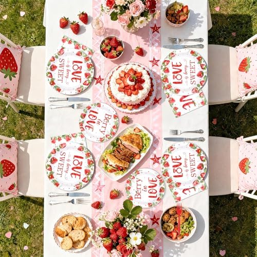 96Pcs Strawberry Bridal Shower Party Decorations, Serves 24 - Image 7