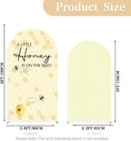Set of 2 Arch Backdrop Cover A Little Honey is on The Way Baby Shower 2PCS Spandex Arch Stand Covers Bee Theme Birthday Party Decorations (6ft & 5ft,Yellow) - Image 3