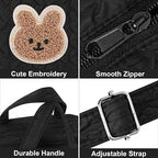 Lushandy Baby Diaper Bag Tote, Mom Bag Cute Crossbody Diaper Bags Baby Travel Bags for Girl Pañaleras Para Bebe (Black, Large) - Image 5