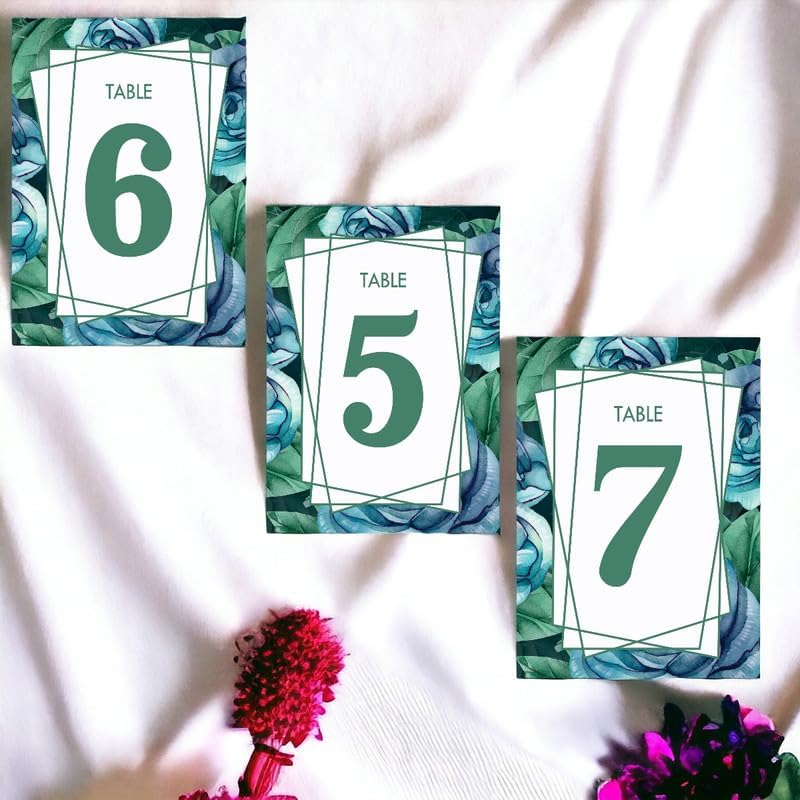 Blue Rose Table Cards Number 1-50 Double Sided For Wedding Reception Event Party Baby Shower Birthday 4x6, AT-TABLE-CARD-844 - Image 4