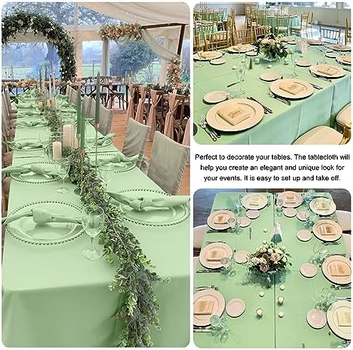 4 Pack Rectangle Tablecloth 90x132Inch Sage Green Washable Polyester Table Cover for Wedding Dining Table Buffet Parties Banquet Decoration - Image 5