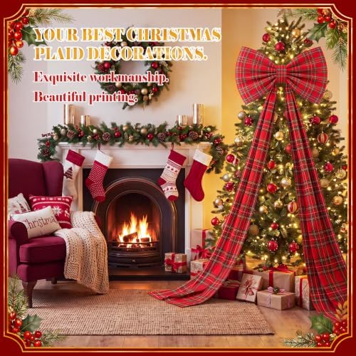 Riceshoot 32x250 Inch Christmas Tartan Plaid Red Bow, Giant Decorations - Image 3