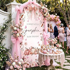 Tegeme 7.2ft a Sweet Little Pumpkin Is on The Way Arch Backdrop Cover Fall Baby Shower Girl Decoration Large Pink Bow Pumpkin Floral Backdrop Party Favor for Gender Reveal Party Photo Background Decor - Image 5
