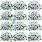 Peonies Artificial Flowers Bouquet, Lifelike Silk Fake Peonies with Stems for Home Table Centerpieces, Wedding, Party & DIY Bridal Floral Arrangements (12, Blue) by Unknown