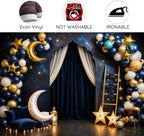 20 x 10 ft Navy Blue Starry Night Backdrop Gold Moon Stars Balloons Night Sky Curtain Theme Photography Background Galaxy Star Baby Shower Birthday Newborn Portrait Photo Booth Decor - Image 6