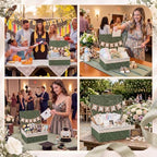 Gerrii Wedding Party Decoration 12 x 9.4 x 5.3 in Large Wicker Storage Basket with Lid Wedding Card Box and Card Banner Set Money Envelope Box Gift for Baby Shower Favor Supplies(Sage Green) - Image 4