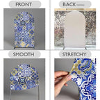Mediterranean Blue White Tile Arch Backdrop Cover, 7.2x4ft Azulejos Pattern Arched Background for Birthday Party, Baby Shower, Wedding, Bridal Shower, Stretch Fabric Cover (Stand Not Included) - Image 2