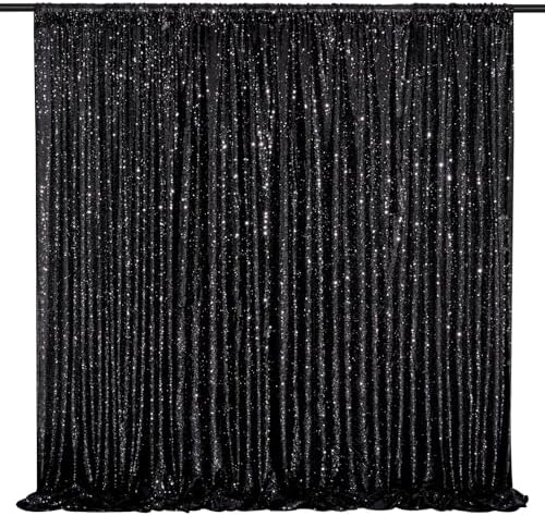 Black Backdrop Curtains 2 Pcs 5FTx10FT Sequin Party Curtains Seamless Background for Parties Halloween Decoration - Image 6