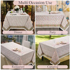 Ridhi Block Print Rose Pink Floral Vine Square Cotton Tablecloth 60" x 60" Reusable Table Cover Decorative Everyday Use for Dining, Farmhouse, Home Gift for Spring, Easter, Valentine - Image 5