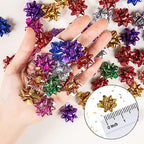 110 Pcs Christmas Supplies Shiny Bows for Gift Wrapping, 1 in Mini Gift Wrap Bows for Xmas Decor, Hanukkah, Birthdays, Weddings, Bridal Showers, Baby Showers Occasion (Sparkly Silver 110 Pcs Set) - Image 2
