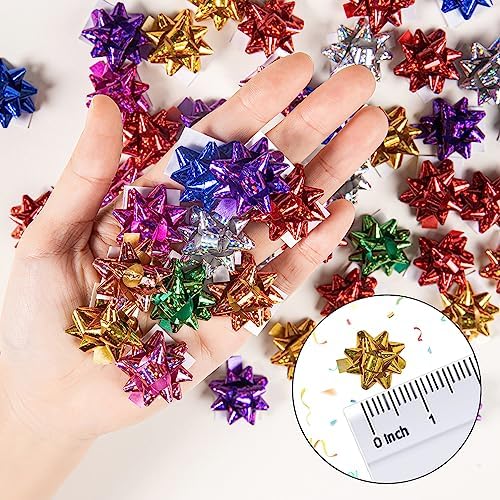 110 Pcs Decorate Supplies Shiny Bows for Gift Wrapping, 1 in Mini Gift Wrap Bows for Xmas Decor, Hanukkah, Birthdays, Weddings, Bridal Showers, Baby Showers Occasion (Metallic Silver 110 Pcs Set) - Image 3