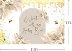 Mocsicka Boho Bee Theme Baby Shower Backdrop Honeycomb Bee Pampas Grass Floral Party Decorations What Will Baby Bee Gender Reveal Cake Table Banner Supplies (10x7ft) - Image 4