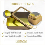 Pack of 2 Gold Rectangular Cookie Tins Container With Clear Lid, Multipurpose Tin Box, Festive Tin Box for Gift Giving, Cookies, Stationery & More - 7.25 x 5.25 x 2.25 Inches - Image 4