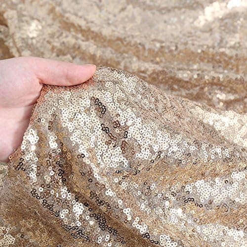 Poise3EHome Light Gold Sequin Tablecloth 60×120 Inch Rectangle Sparkly Fabric Table Cloth for Birthday Wedding Party Holiday Baby Shower Christmas Decoration - Image 4