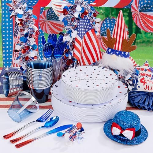 EjonirInjonir 180pcs 4th of July Plastic Plates for Independence Day - Image 5