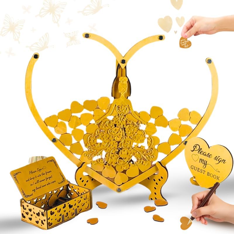 Wooden Heart Drop Box Guest Book Alternative, Butterfly Sign-in Wedding by GIFTSH0PBYHELEN