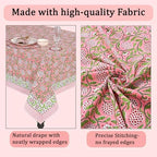 Ridhi Strawberry Pink Hand Block Print Cotton Tablecloth 120 x 60 Inch - Image 6