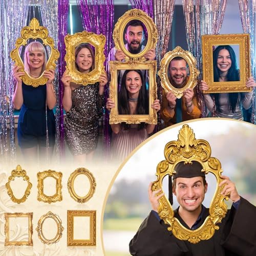 Lineshading 6 Pcs Large Photo Booth Props Gold Picture Selfie Frame 20 Inch - Image 5